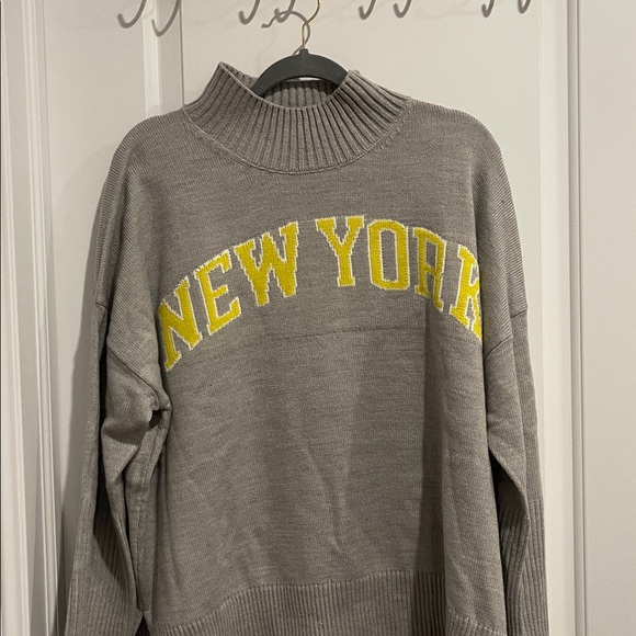 DKNY Gray Sweater with Yellow Accents - Picture 3 of 5